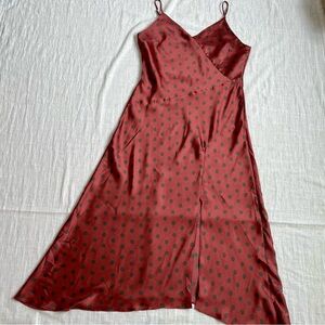 River Island Brown and Black Polka Dot Satin Midi Slip Dress